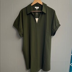 NWT Entro Dress Green Lined Short Sleeve New with Tags